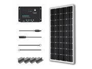 Renogy 100W 12V Monocrystalline Solar Starter Kit Solar Panel Off Grid Kit for RV Boat and Camping