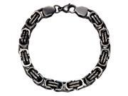 INOX Inox Jewelry Stainless Steel Gunmetal Finish Byzantine Chain Bracelet Grey