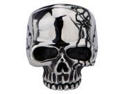 Inox Jewelry Stainless Steel Polish Skull Ring w Cracked Design Grey