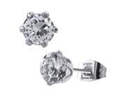 Women s Studs with Clear CZ Stone Set In Six Prong Setting 5mm