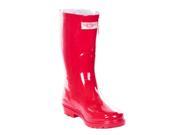 Women Mid Calf Red Rubber Rain Boot
