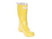 Women Mid Calf Yellow Rubber Rain Boot