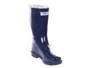 Women Mid Calf Navy Blue Rubber Rain Boot