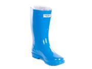Women Mid Calf Turquoise Rubber Rain Boot