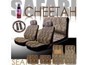 New 16 Pieces Safari Cheetah Print Low Back Front Car Seat Covers Rear Bench Cover Seat Belt Covers Steering Wheel Cover 4 Pieces Carpet Floor Mats and a 2