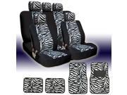 New and Unique YupbizAuto Brand Safari Zebra Print Universal Size Car Truck SUV Seat Covers and Floor Mats Set High Quality Velour and Mesh Material Gift Set Sm