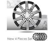14 10 Spikes Silver Hubcap Covers with Black Rim Brand New Set of 4 Pieces 528