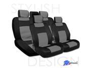 YupBizauto Universal Size Mesh and Synthetic Leather Car Seat Covers Set Complete Front and Rear Covers Black Grey