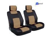 New 4 Pieces YupBizauto Brand Sleek and Elegant Design Universal Size Mesh and Synthetic Leather Bucket Car Truck Seat Covers Set Black and Tan Color