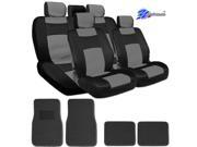 New YupBizauto Brand Sleek and Elegant Design Universal Size Mesh and Synthetic Leather Car Seat Covers Set Complete Front and Rear Covers with 4 Carpet Floor M