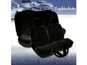 New 11 pieces Premium Grade Universal Size Black Color Velour Car Seat Covers Set with 50 50 40 60 Split Feature Rear Covers Steering Wheel cover and Seat Bel