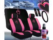 12 Pieces Universal Heart Design Car Seat Covers Set with Front and Rear Seat Covers Steering Wheel Cover Seat Belt Cover and 2 Ounce Purple Slice