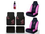 7 Pieces Universal Heart Design Car Seat Covers Floor Mat Set and 2oz Ounce Purple Slice