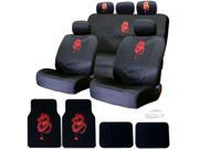15 Piece Auto Interior Gift Set Dragon Red 2 Front Seat Covers 2 Front and 2 Bottom 7 Headrest Covers 2 with Dragon logo 1 Bench Seat Cover 1 Top an