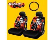 New Design 6 Pieces DC Comic Harley Quinn Car Seat Covers and Steering Wheel Cover Set