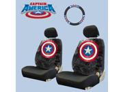 New Design 6 Pieces Marvel Comic Captain America Car Seat Covers and Steering Wheel Cover Set