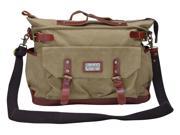 Gootium 30621KA Canvas Vintage Top Handle Handbag Cross Body Bag Messenger Bag for 15 Laptop with Full Grain Leather Khaki