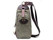 Gootium 21105AMG Full Grain Leather Canvas Sling Bag Vintage Cross Body Chest Pack For Ipad Air Army Green