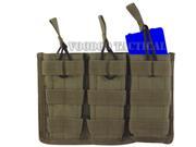 Voodoo Tactical Open Top MOLLE Compatible Triple Rifle Magazine Pouch OD