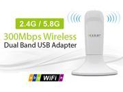 EDUP Dual Band 2.4G 5.8G Mini Client AP 300M 300Mbps USB WiFi Wireless N LAN Network Adapter 802.11 n g b EP DB1305