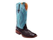 Ferrini Western Boots Mens FQ Ostrich 9.5 EE Black Sky Blue 10193 04