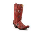 Stetson Western Boots Womens Floral 6 B Blue 12 021 6105 0439 BU