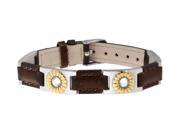 Sabona Jewelry Womens Bracelet Leather Duet Magnetic Silver Brown 260