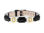 Sabona Jewelry Womens Bracelet Leather Duet Magnetic Silver Black 259