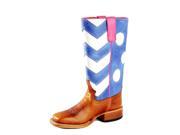 Macie Bean Western Boot Girls Chevron Polka Dots 10 Child Brown MK9068