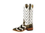 Horse Power Western Boots Mens Leather Black Chevron 9 D White HP1609