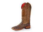 Macie Bean Western Boot Womens Courtly Check Weave 9 M Tan Black M9072