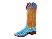 Macie Bean Western Boot Womens Turbulence Weave Check 7.5 M Blue M9074
