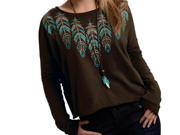 Roper Western Sweatshirt Womens Aztec L S M Brown 03 038 0514 6044 BR