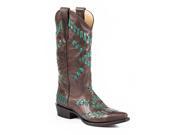 Stetson Western Boot Women Lace Stitch 8.5 B Brown 12 021 6105 0926 BR