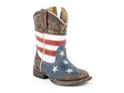 Roper Western Boots Boys Square Toe USA Flag Blue 09 017 0903 0103 BU
