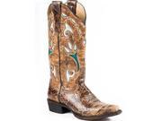 Stetson Western Boots Womens Tulip 7 B Brown Gold 12 021 6105 0920 BR