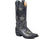 Stetson Western Boots Womens Star 7.5 B Black Gold 12 021 6105 0921 BL