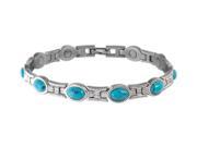 Sabona Jewelry Womens Bracelet Lady Stones Magnetic L Silver Turq 220