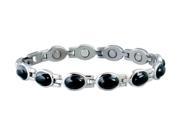 Sabona Jewelry Women Bracelet Lady Stones Magnetic M Silver Black 222