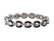 Sabona Jewelry Womens Bracelet Stainless Horseshoe L Silver Black 214