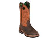 John Deere Western Boots Boy Pull On Square Toe 1.5 Child Brown JD2319