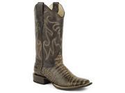 Roper Western Boots Womens Sandy Faux Croc 7 B Tan 09 021 7020 1129 TA