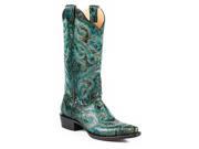 Stetson Western Boots Womens Embroider 9.5 B Green 12 021 6105 0934 GR