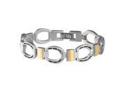 Sabona Jewelry Mens Bracelet Horseshoe Link Magnetic L Silver Gold 227