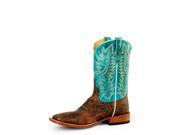 Horse Power Western Boot Mens Mud Bullfrog 10 D Brown Turquoise HP1605