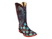 Ferrini Western Boots Womens Leather Patchwork 6 B Black Teal 81393 50