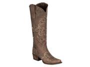 Lane Western Boots Womens Tiffany Emb 7 B Distressed Brown LB0255B