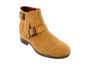 Minnetonka Boots Womens Rancho Suede Fringe Layers Buckle 6 Taupe 587