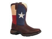 Durango Western Boots Boys 8 Texas Flag Square 11.5 Child Brown BT246