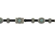 Angel Ranch Western Belt Womens Leather Conchos L Black Turquoise A900